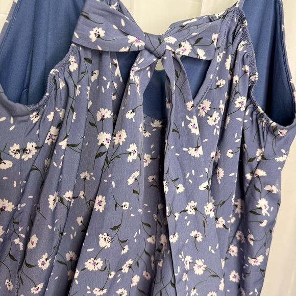 Blue Floral Cami fairy/flowy Top sz Large Coquette Balletcore Back Bow Detail - Picture 6 of 11